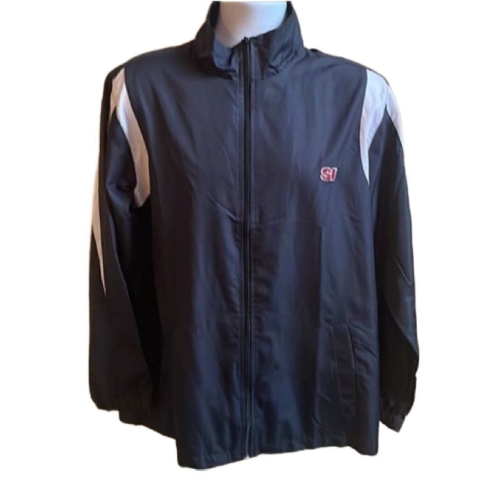 Sports Illustrated Vintage Navy Blue & White Full Zip Windbreaker (Size: XL)